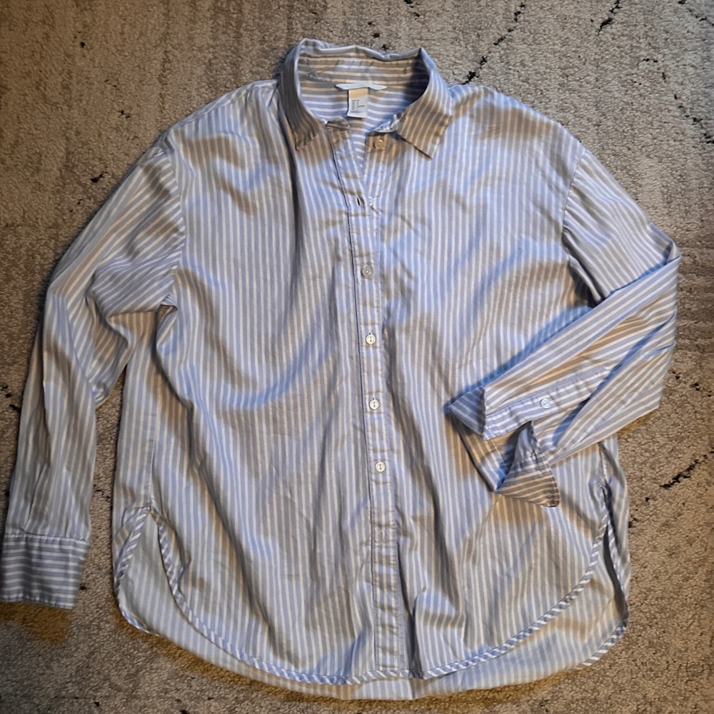 H&M light blue button down oversized shirt